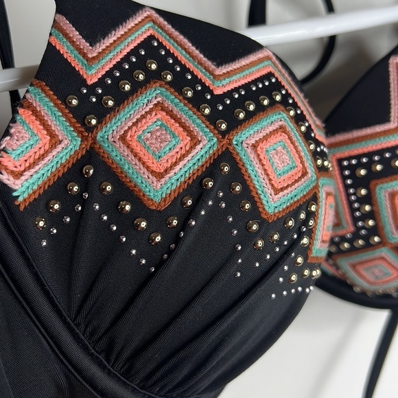 Shade & Shore Black and Multicolor Bikini Top - Picture 3 of 7